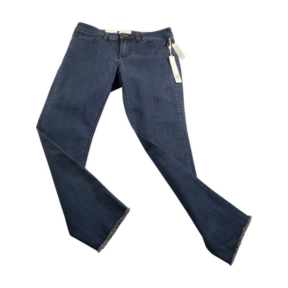 Caslon Womens 27P NWT Skinny Jeans Dark Cadet Blue Raw Hem Stretch Denim Cropp
